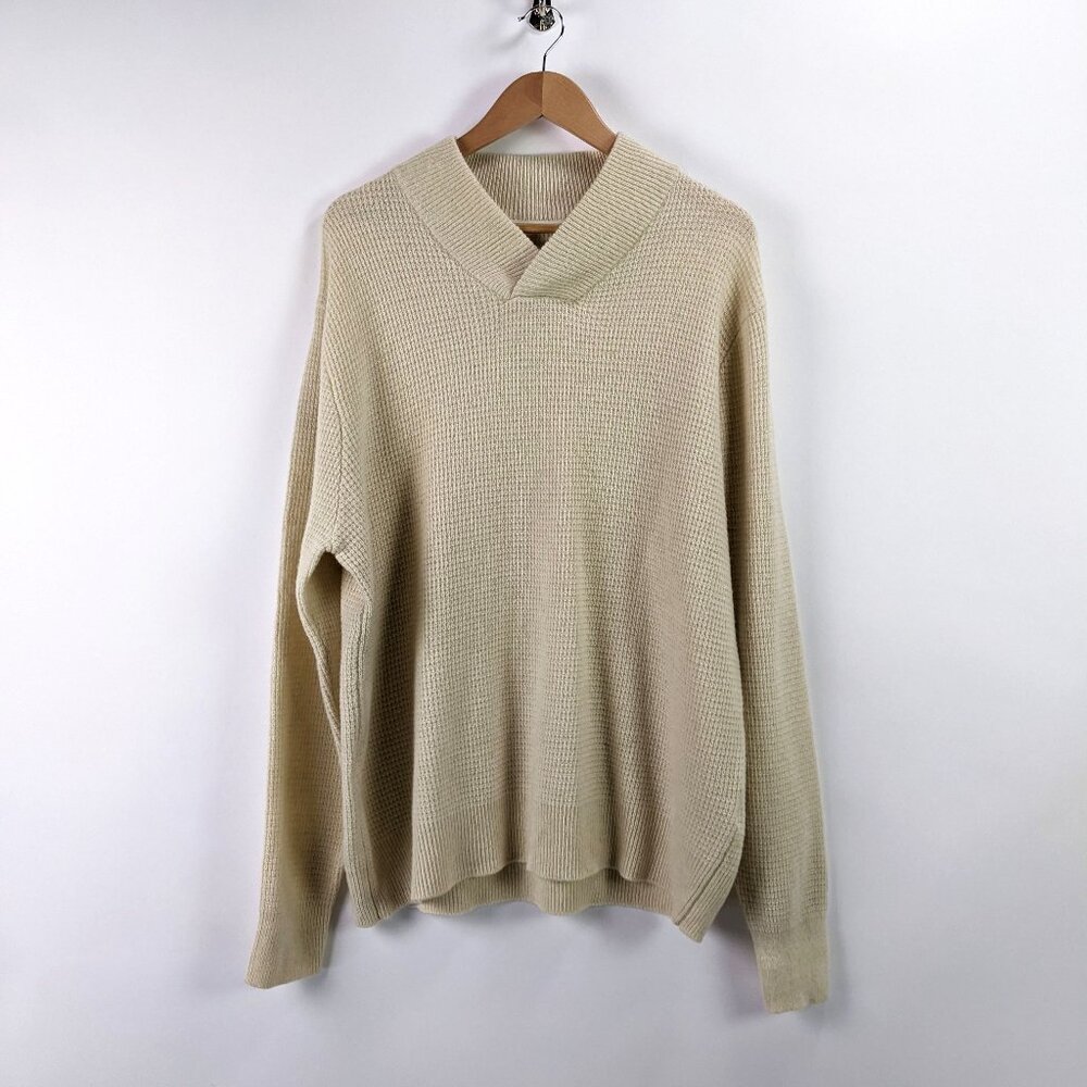 Schott Bros. Size 2XL Mens Wool Blend V-neck Waffle Knit Pullover Sweater